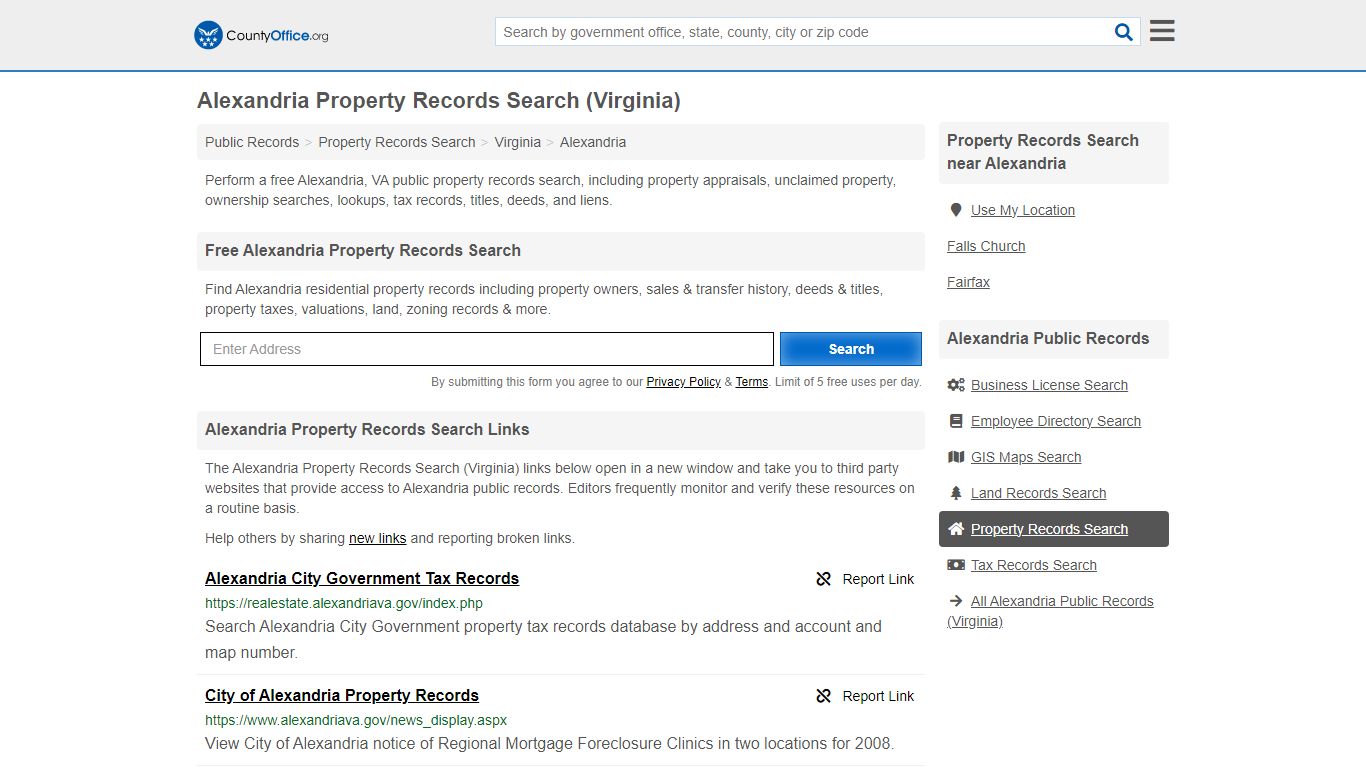 Alexandria Property Records Search (Virginia) - County Office