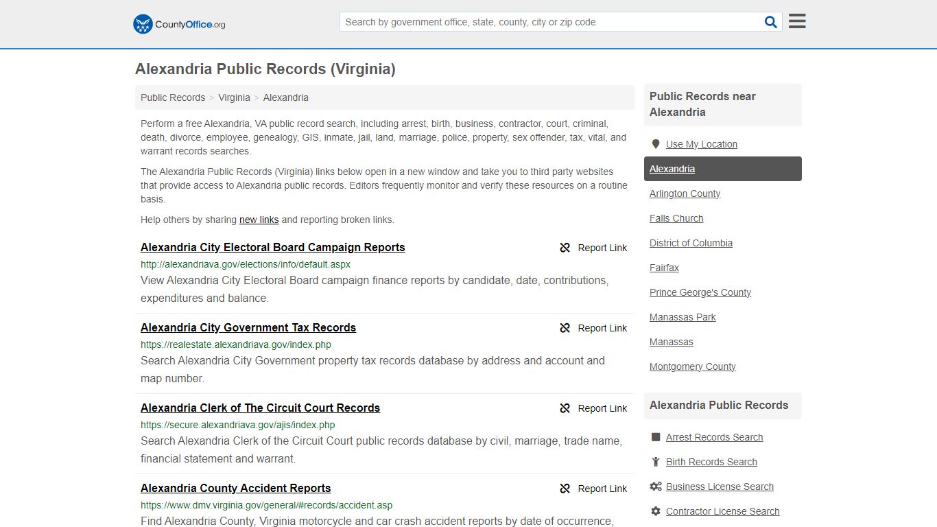 Public Records - Alexandria, VA (Business, Criminal, GIS, Property ...