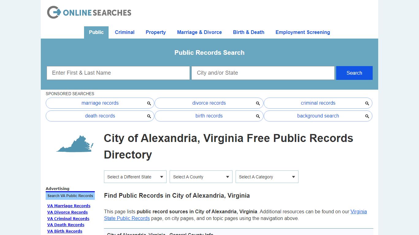 City of Alexandria, Virginia Public Records Directory