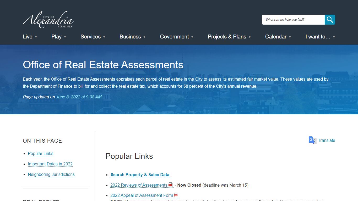 Office of Real Estate Assessments | City of Alexandria, VA